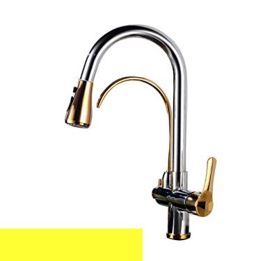 Imagem de Torneira de cozinha com filtro de toque dourado quente frio puxe para fora torneira misturadora de pia de cozinha sensor purificador de água potável torneiras misturadoras de cozinha, 9, sem toque, chrome go