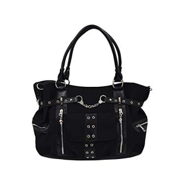 Imagem de Lost Queen Rise Up Algemas Gótico Punk Rock Preto Tote Bolsa Transversal Feminina 48 cm Bolsa, Preto, Large