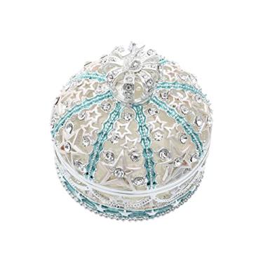 Imagem de Caixa de joias com coroa de suporte de joias articulado caixa de joias de noivado caixa de anel de cristal para aniversário casamento dia das mães ( )