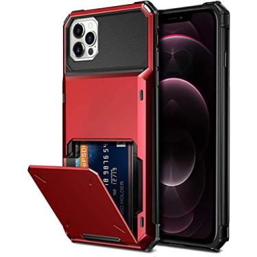 Imagem de Capa de telefone para iPhone 13 Pro 11 12 Pro Max XR X XS Max 7 8 Plus Carteira com 4 slots para cartão de crédito Capa Coque Funda Bumper, vermelho, para iPhone 6