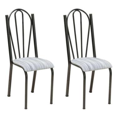 Imagem de Conjunto 2 Cadeiras Mnemónise Cromo Preto E Linho - Artefamol
