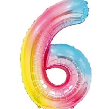 Imagem de Balão De Número Grande Multicolor Metalizado 40cm (6)