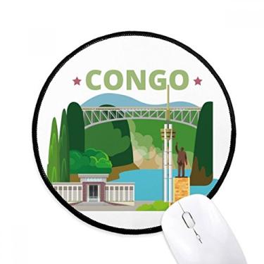 Imagem de DIYthinker Estátua da Cidade Edifício do Congo Mouse Pad Desktop Office Tapete Redondo para Computador