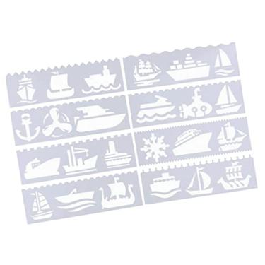 Imagem de Vaveren 8 peças padrão assroted Painting Drawing Template Stencil Diário Diário, Barco, 183X55mm