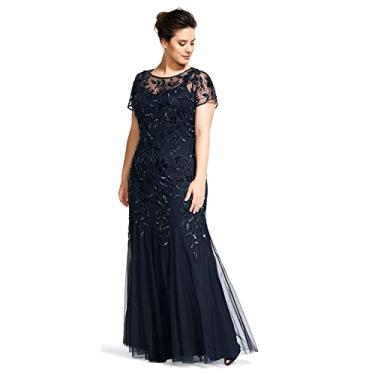 Imagem de Adrianna Papell Vestido feminino com contas florais, Crepúsculo, 48