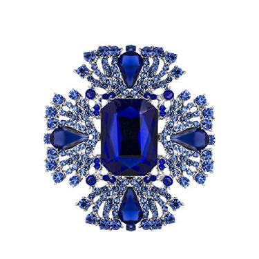 Imagem de Broche de strass azul austríaco vintage da YOQUCOL para mulheres e meninas