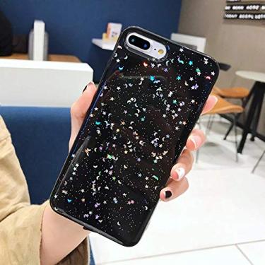 Imagem de Bling Star Moon Paillet Glitter Soft TPU Phone Case Para Iphone 13 12 11 PR0 XS Max XR X 8 7 6 6S Plus SE 5 5S Capa Transparente, Preto, Para iPhone 12 Mini