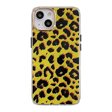 Imagem de Capa de galvanoplastia com padrão de leopardo verde fluorescente de moda luxuosa para iPhone 13 12 11 Pro XS Max XR X 8 7 Plus capa, amarelo, para iPhone X XS
