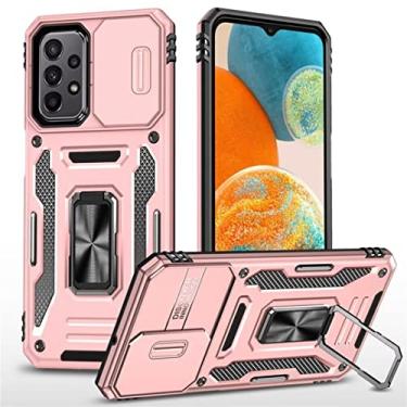 Imagem de FIRSTPELLA Capa compatível com Sansung A14 5G, capa de telefone rígido de PC com capa de câmera nível militar à prova de choque capa protetora pesada com suporte magnético para mulheres e homens - ouro rosa