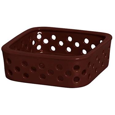 Imagem de Cestinha Quadrada Vasada Ceramicas Pegorin Marrom