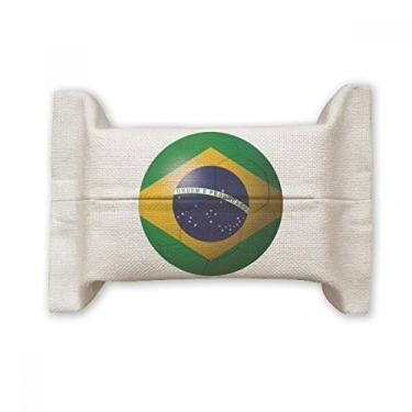 Imagem de Bolsa de linho de algodão com a bandeira nacional do Brasil, suporte de cobertura de papel para lenços faciais