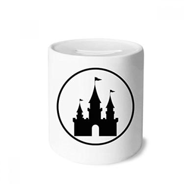 Imagem de DIYthinker Castelo de parque de diversões com contorno preto caixa de dinheiro caixa de cerâmica porta-moedas presente de cofrinho