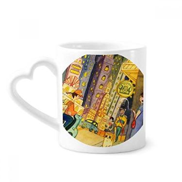 Imagem de Caneca de cerâmica Miaoji pintura aquarela cidade gato caneca café copo coração vidro