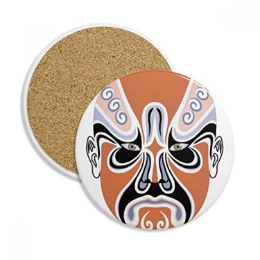 Imagem de Caneca de Ópera de Pequim Peking Opera porta-copos faciais, pedra absorvente de proteção de mesa