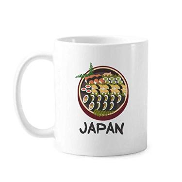 Imagem de Caneca tradicional japonesa saborosa de sushi clássica branca copo de cerâmica presente com alças 350 ml