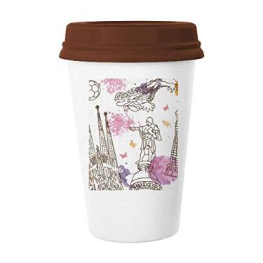 Imagem de Estátua de futebol da Catedral de Barcelona Caneca Espanha Copo de cerâmica Copo de café