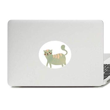 Imagem de Adesivo de notebook com emblema de vinil em aquarela de gato ciano fofo