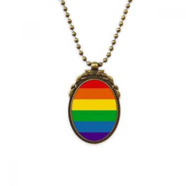 Imagem de DIYthinker Rainbow Gay LGBT Colar de latão antigo com pingente de joia de luxo
