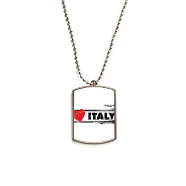 Imagem de DIYthinker Colar para animais de estimação I Love Italy com ilustração de coração de aço inoxidável com pingente de identificação de cachorro