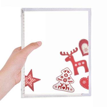 Imagem de Caderno Merry Christmas Estrela Alce Vermelho Folhas Soltas Diário Recarregável