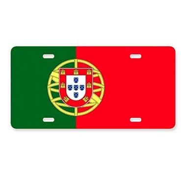 Imagem de DIYthinker Bandeira nacional de Portugal, país da Europa, placa de licença de aço inoxidável para decoração de automóveis
