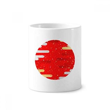 Imagem de Clouds Geometria padrão vermelho japonês, porta-caneta, suporte de cerâmica, suporte para lápis