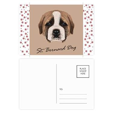 Imagem de Brown Cute St.Bernard Dog Pet Animal Christmas Flower Celebration Cartão postal Bênção