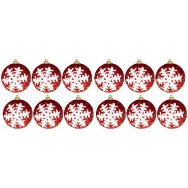 Imagem de Kit Bola De Natal Vermelha E Branca Com Glitter - Natal051m Casambient