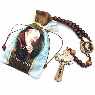 Imagem de Terço Padre Pio Madeira Com Saquinho De Tecido