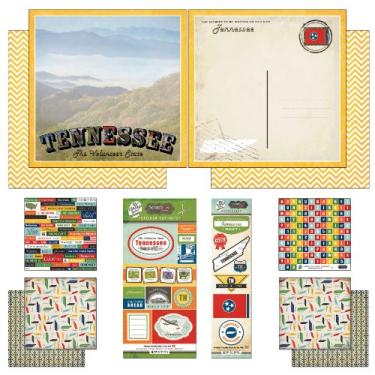 Imagem de Scrapbook Customs Kit de scrapbook de papel e adesivos temáticos, Tennessee Vintage, 30,5 cm por 30,5 cm