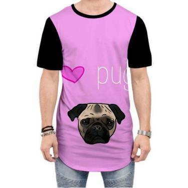 Imagem de Camiseta Long Line Pug I Love Pugs Cachorro - Estilo Vizu