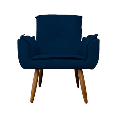 Imagem de Poltrona Decorativa Estofada Para Salão de Beleza Emília Plus Suede Azul Marinho - LM DECOR