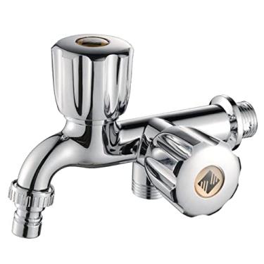 Imagem de Baoblaze Máquina de lavar torneira de água pia pia torneira de água torneira da pia da cozinha bico duplo interruptor duplo G1/2 torneira de torneira de água para lavanderia, estilo A