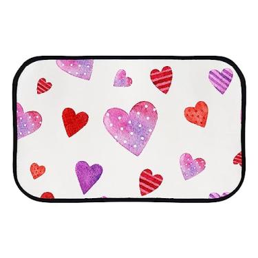 Imagem de DreamBay Tapetes de porta de corações rosa e vermelhos em aquarela tapetes para entrada, tapete antifadiga tapete de pé interior ao ar livre capacho de boas-vindas tapete antiderrapante de lavanderia de cozinha 36 x 24 polegadas