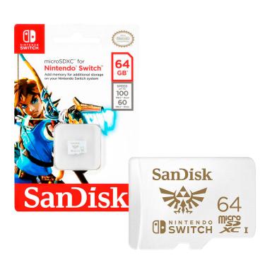 Imagem de Cartão de Memória MicroSDXC SanDisk P/ Nintendo Switch 64GB, Leitura 100MB/s - SDSQXAT-064G-GNCZN