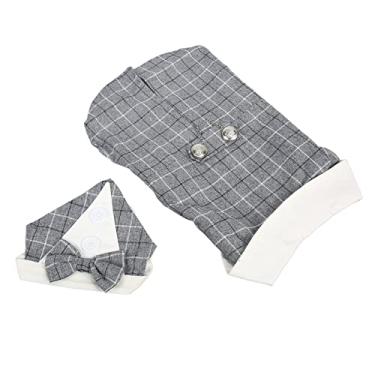 Imagem de Cachorro Terno De Casamento Formal Smoking Terno Para Cães Elegante Bonito Xadrez Cinza Para Cães Grandes Festa De Aniversário Casamento (L)