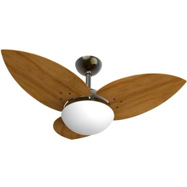 Imagem de Ventilador De Teto Lótus 1025 3 Pás MDF Na Cor Verniz Verde Fumê e Freijó Potente Silencioso Luxo Infinity - 127v ou 220v (220v Verde Fumê com 3 Pás Freijó)