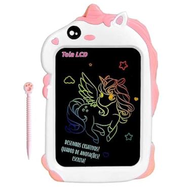 Imagem de Lousa Mágica com Caneta Formato de Unicórnio Brinquedo Educativo e Didático Infantil 8.5 Polegadas