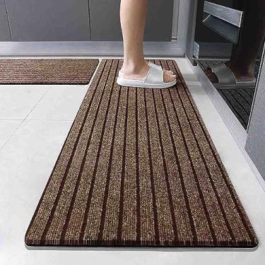 Imagem de Tapete de cozinha acolchoado antiderrapante tapetes impermeáveis tapete confortável para cozinha, chão, escritório, pia, lavanderia (marrom, 180x80cm)