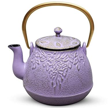 Imagem de Chaleira de Chá Japonês Totier com Infusor de Chá de Aço Inoxidável, Ferro Fundido, Design Retrô, Lilac Purple, 40 oz / 1200 ml