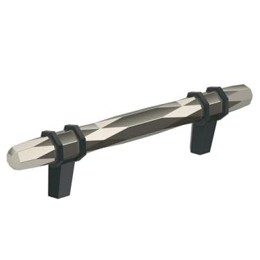 Imagem de Amerock | Puxador de armário | Níquel polido/Bronze preto | 96 mm (3-3/4") de centro a centro | Londres | 1 pacote | Puxador de gaveta | Ferragens de armário