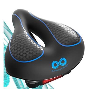 Imagem de Everlasting Comfort Almofada de assento de bicicleta (25,4 x 20,3 cm) – ajuste universal para bicicletas de montanha, estacionárias, cruiser – montagem fácil – selim confortável de espuma