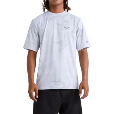 Imagem de Billabong Camisa masculina de malha de arco padrão ajuste solto manga curta 50+ FPS Surf Shirt Rashguard, Camuflagem branca, P