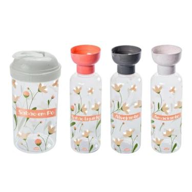 Imagem de Genérico, Kit Porta Sabão Amaciante Alvejante C/Tampa Dosadora 4 Pçs Lavanderia