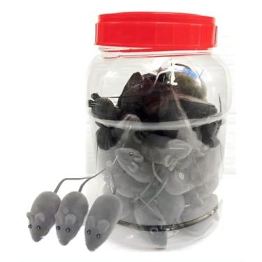 Imagem de 50 Ratinho com Apito Brinquedo Rato para Gato Petshop