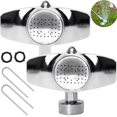 Imagem de Morvat Aspersor de água de metal para flores, plantas, jardim, gramado e quintal, sistema de irrigação de fluxo suave e irrigação de 360 graus para áreas pequenas a médias de até 30 pés, cabeça de
