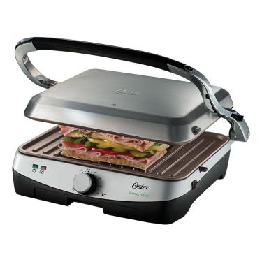 Imagem de Grill Sanduicheira Oster4881 2em1 Inox Bioceramic Ondulada 1500W 220v