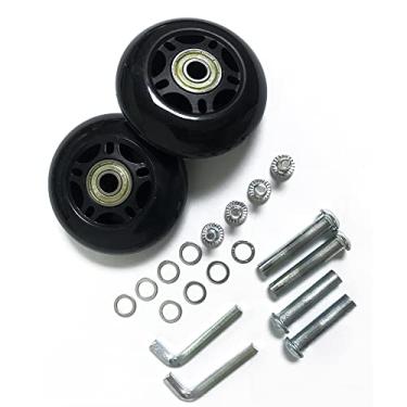 Imagem de LOTOWELZON 2 rodas de substituição de mala de bagagem, rodas de borracha de 70 mm em linha com kits de reparo de rolamentos ABEC-7 608ZZ de 8 mm (preto, OD 70 x L 24 mm/2,7 polegadas x 0,94)