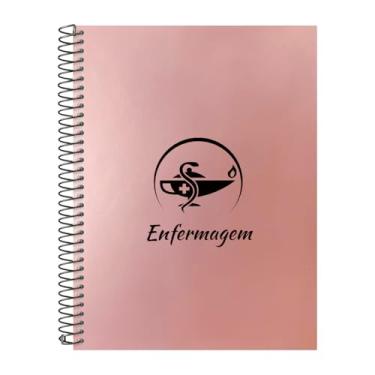 Imagem de Caderno Universitário Espiral 20 Matérias Profissões Enfermagem (Rosê Gold)