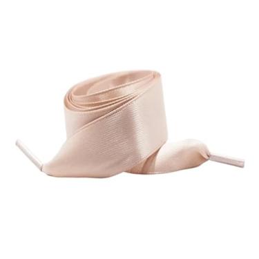 Imagem de Width Silk Satin Shoelaces Ribbon Shoe Laces Boots Women Sneakers ShoeLace (Color : Meat powder, Size : 100cm)